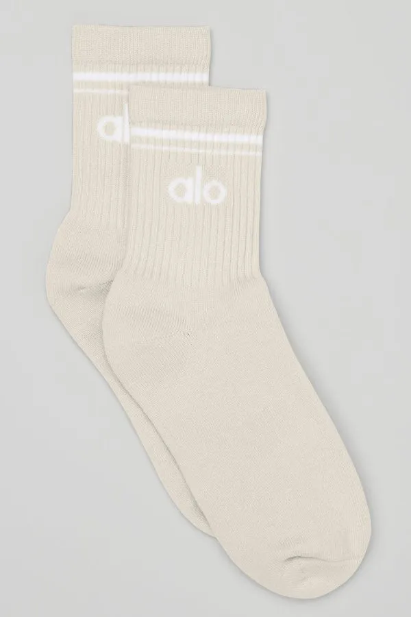 Unisex Half-Crew Throwback Sock - Bone/White