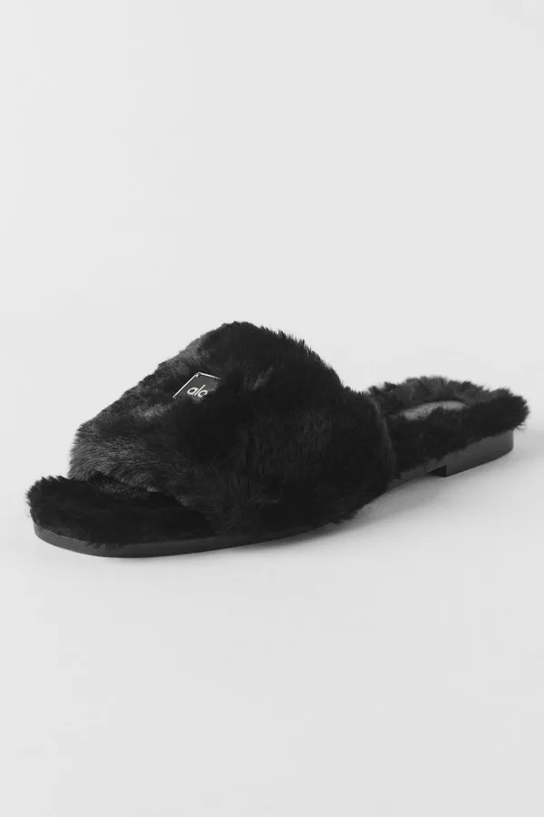 Classico Faux Fur Sandal - Black