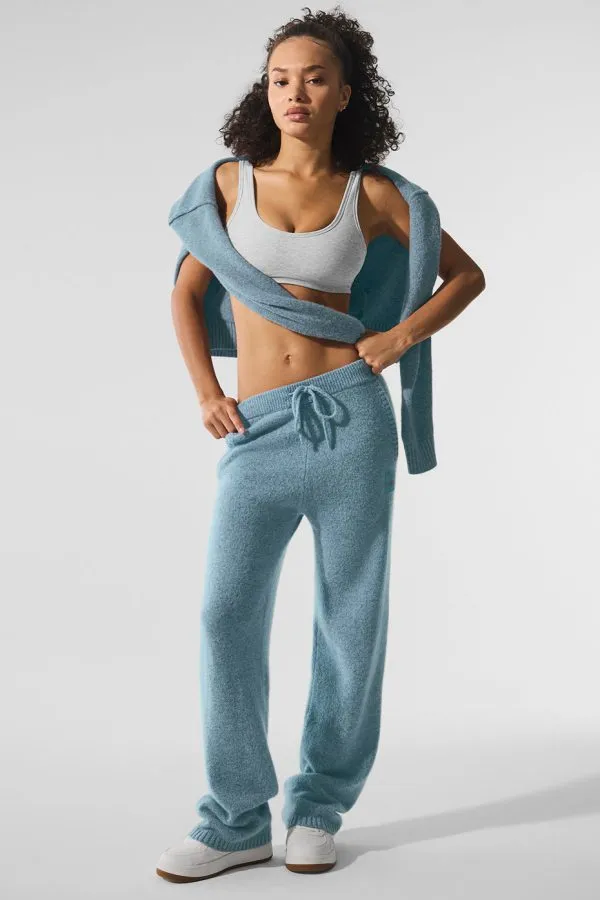 Pantalon de survêtement New Class en laine et cachemire - Bleu céleste granit chiné