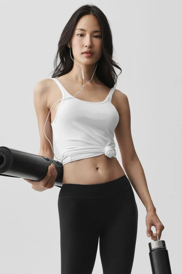 Ribbed Adore Tank - White