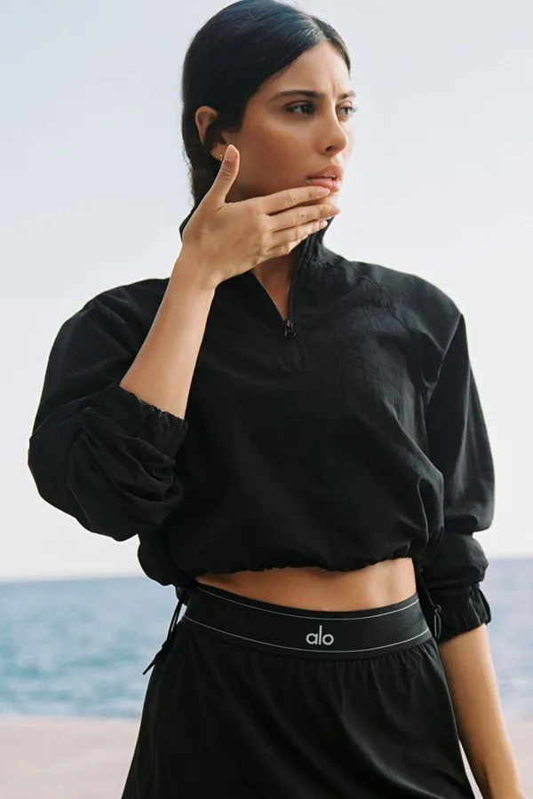 Cropped 1/4 Zip Alumni Pullover - Black