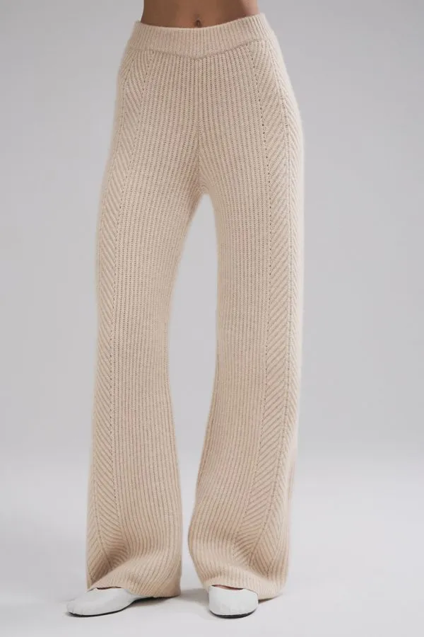 Winter Magic Kaschmir-Hose mit weitem Bein - Birke meliert