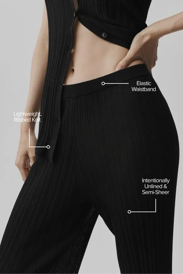 Strick High-Waist Sunlit Hose mit geradem Bein - Schwarz